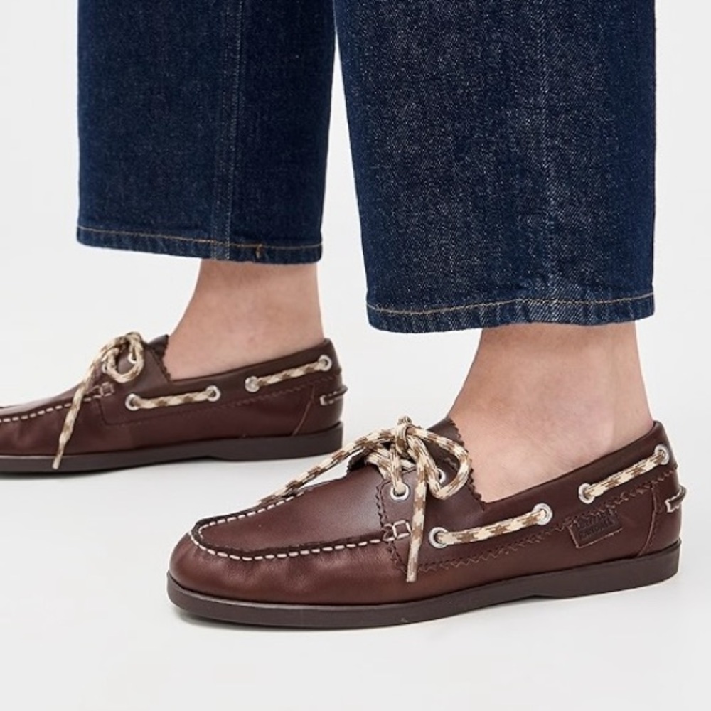 NWT Loeffler Randall Franco Boat Shoe in Espresso Brown and Butter Size 8M